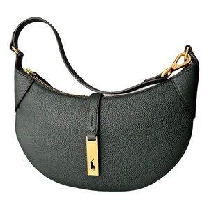 RALPH LAUREN MOON BAG ID Leather Polo Mini
Shoulder Hand Wristlet Green Zip